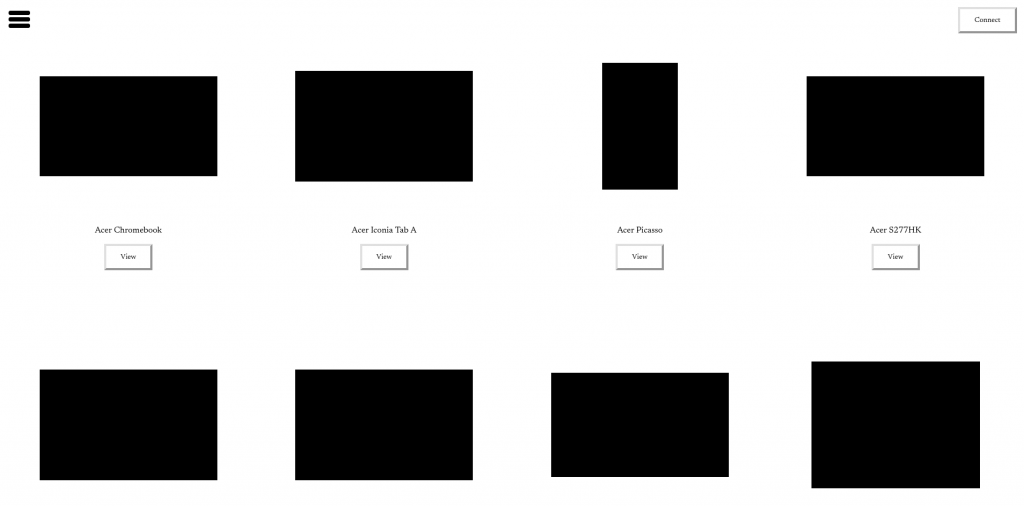 Two rows of four black parallelograms, arranged on a white space and labeled