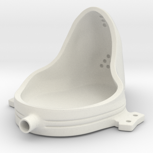 A 3d model of a white urinal