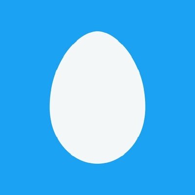 A white egg shape on a blue background