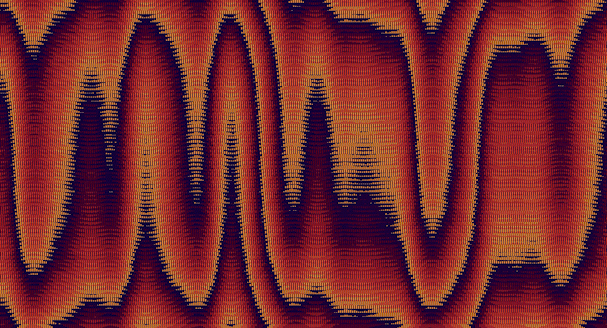 An abstract digital animation of waves of brownish-red color that seem to melt and cascade downward