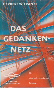 A book cover with a net of orange lines crisscrossing a blue and white field, with the title written in white capital letters