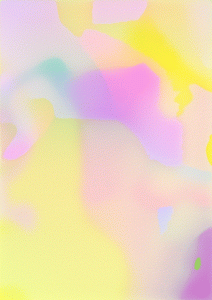 An abstract digital image with hazy, adjoining and overlapping fields of pink and yellow