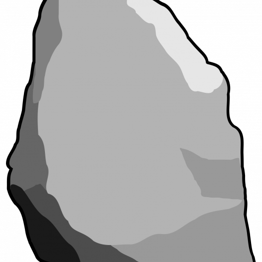 A digital image of an irregular gray rock