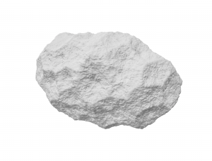 A digital image of a pockmarked, bumpy colorless rock