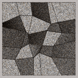 A digital abstraction of contiguous irregular quadilateral gray shapes