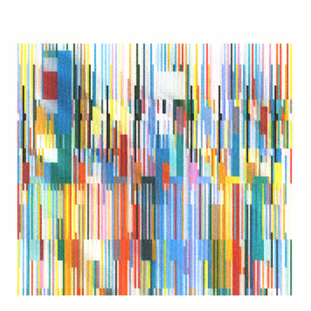 A digital abstraction of narrow interlocking colored striped