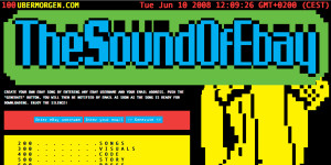 A screenshot of a webpage with bold lettering and pixel drawings in blue, green, yellow, red, and black