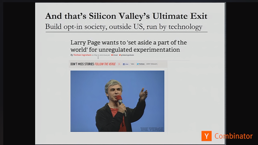 A Powerpoint slide with a screenshot from an online article about the possibilty of an unregulated state